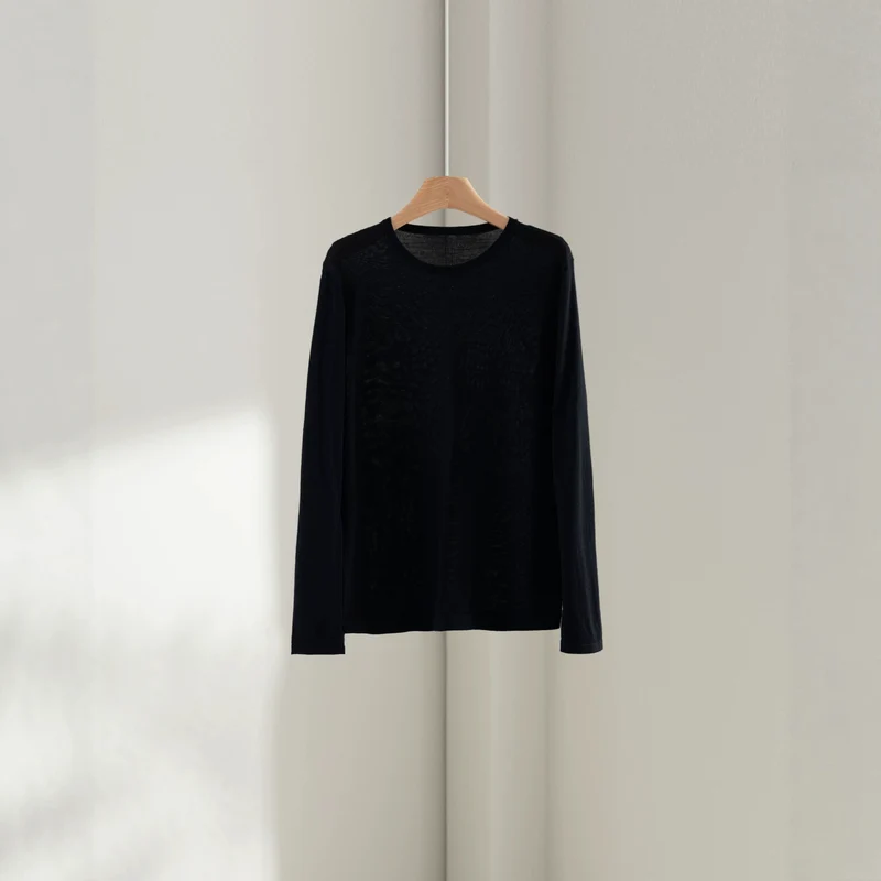 Damen Feiner Rundhals-Feinstrickpullover mit minimalistischer Silhouette und weichem Fall Drune