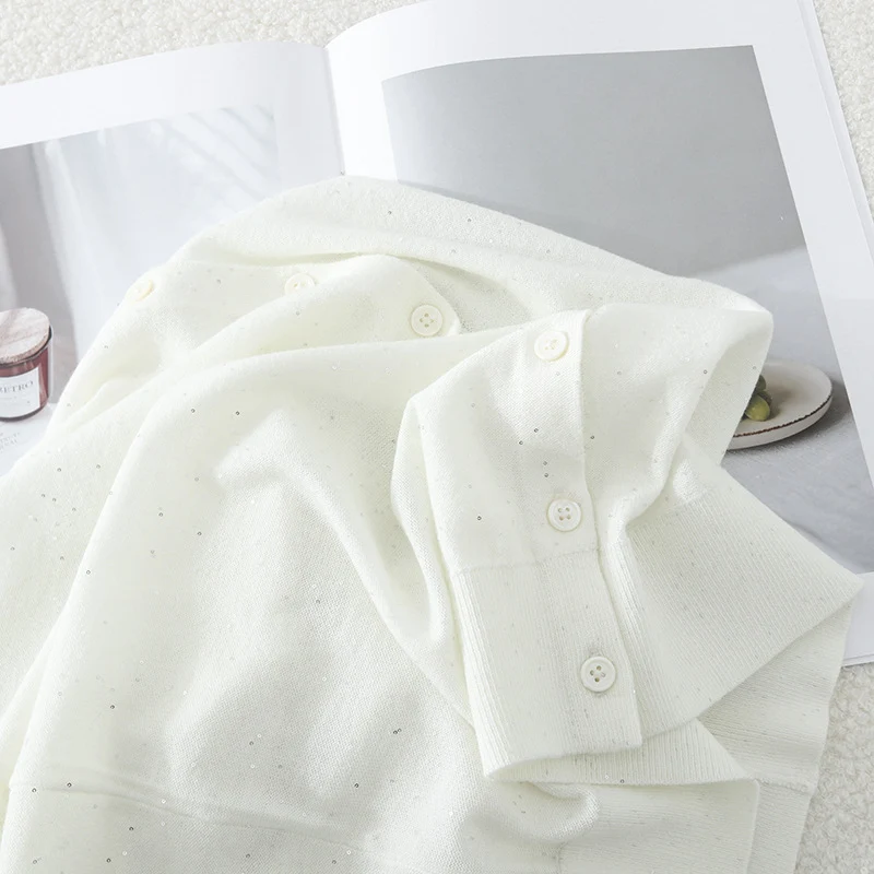 Damen Feiner Rundhals-Cardigan aus leichtem Feinstrick mit Perlmuttknopfleiste und dezentem Glitzereffekt Drune