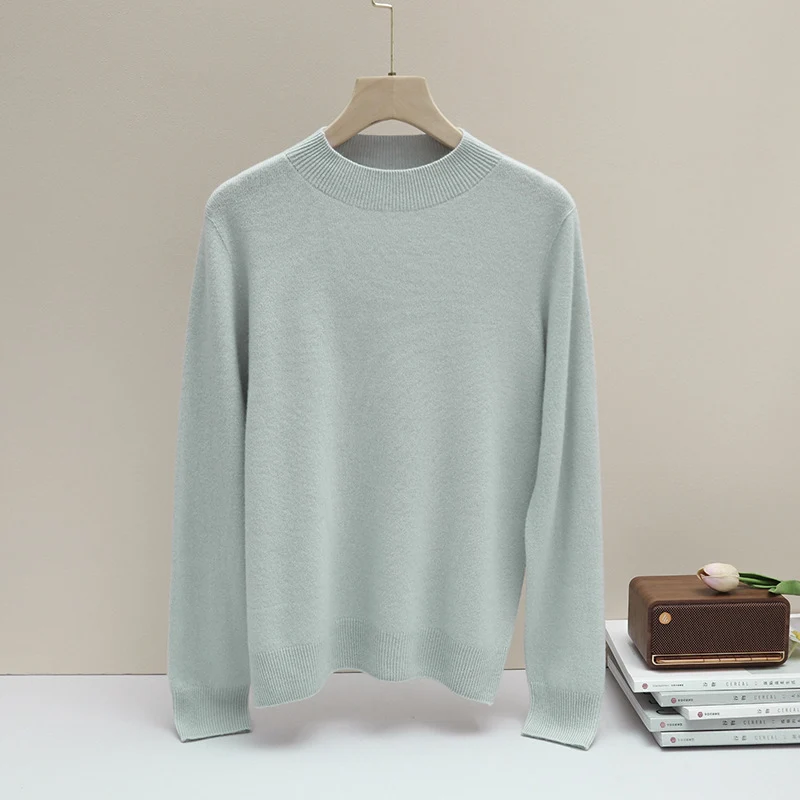 Damen Feiner Longsleeve-Rundhalspullover mit verstärktem Rippenkragen & schmeichelnder Hüftlänge Drune