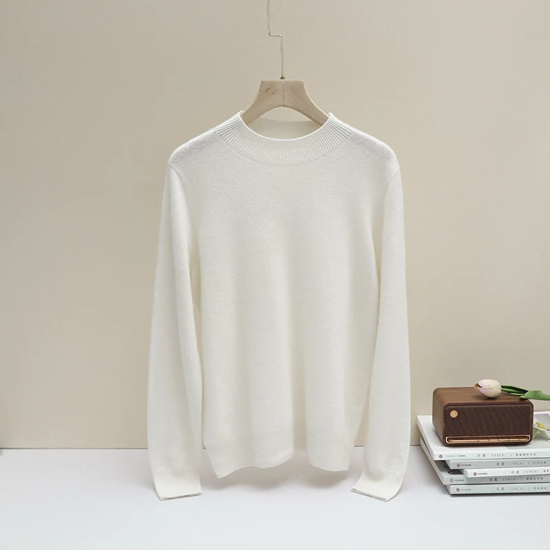 Damen Feiner Longsleeve-Rundhalspullover mit verstärktem Rippenkragen & schmeichelnder Hüftlänge Drune