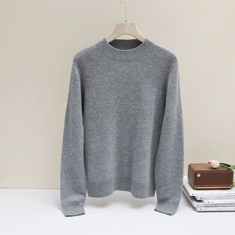 Damen Feiner Longsleeve-Rundhalspullover mit verstärktem Rippenkragen & schmeichelnder Hüftlänge Drune