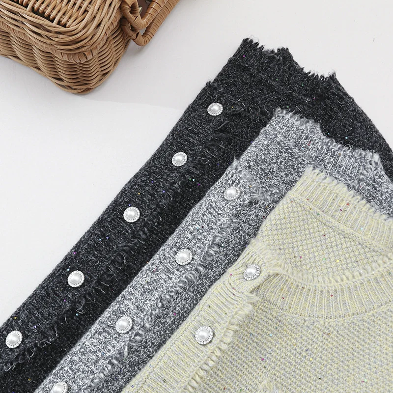 Damen Bouclé-Cardigan mit Perlmuttknöpfen und aufgesetzten Taschen Drune