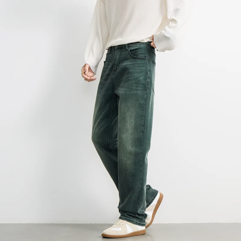 Herren Weite Relaxed‑Straight Denim‑Jeans mit mittlerer Leibhöhe und soften Used‑Effekten Drune