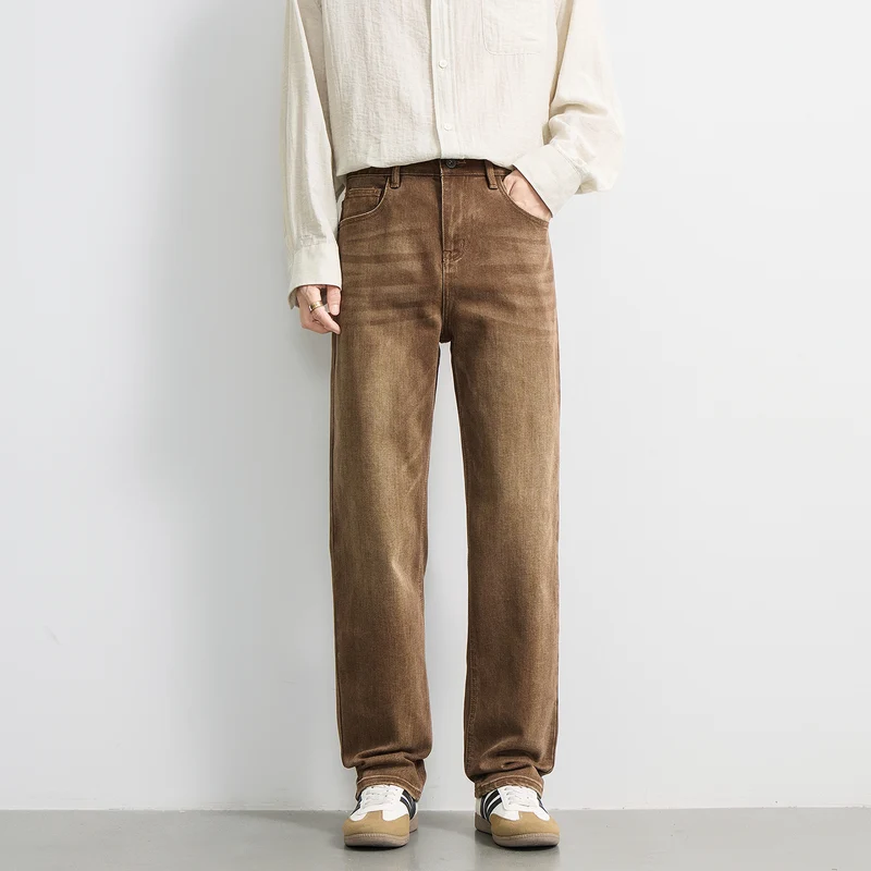 Herren Weite Relaxed‑Straight Denim‑Jeans mit mittlerer Leibhöhe und soften Used‑Effekten Drune