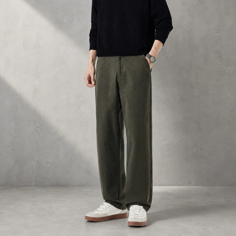 Herren Weite Relax-Fit-Freizeithose mit geradem Bein und seitlichen Eingrifftaschen Drune