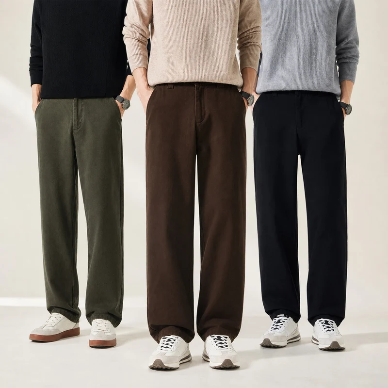 Herren Weite Relax-Fit-Freizeithose mit geradem Bein und seitlichen Eingrifftaschen Drune