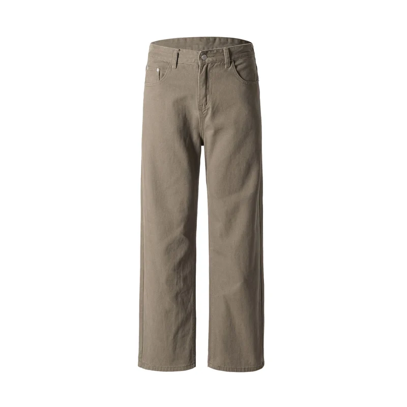 Herren Weite Denimhose mit hoher Taille und geradem Bein entspannter Schnitt Drune