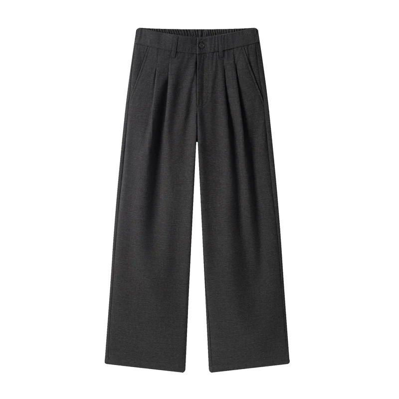 Herren Weite Bundfalten-Hose aus Wollmischung mit weitem Bein Drune
