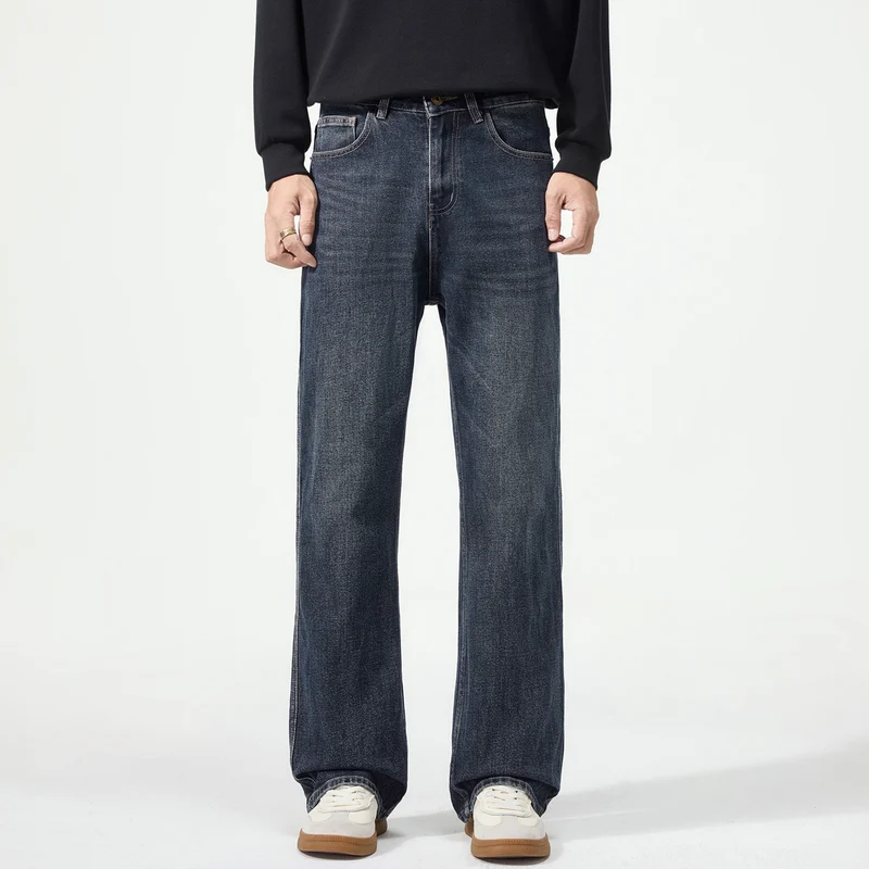Herren weit geschnittene Five-Pocket-Jeans mit hohem Bund und Vintage-Waschung Drune