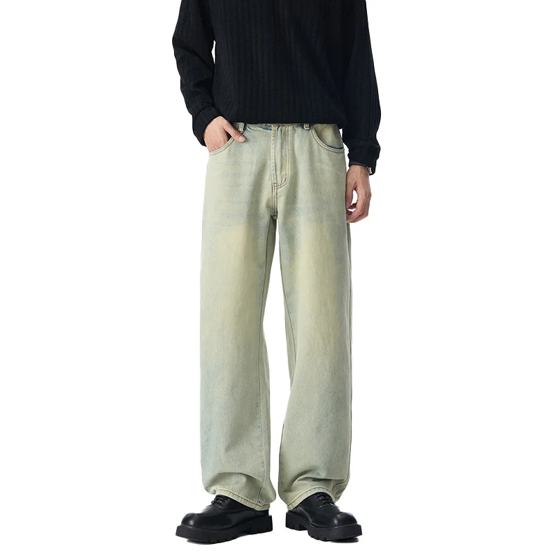 Herren Locker geschnittene Denim-Jeans mit weitem Bein und soften Vintage-Fade Drune