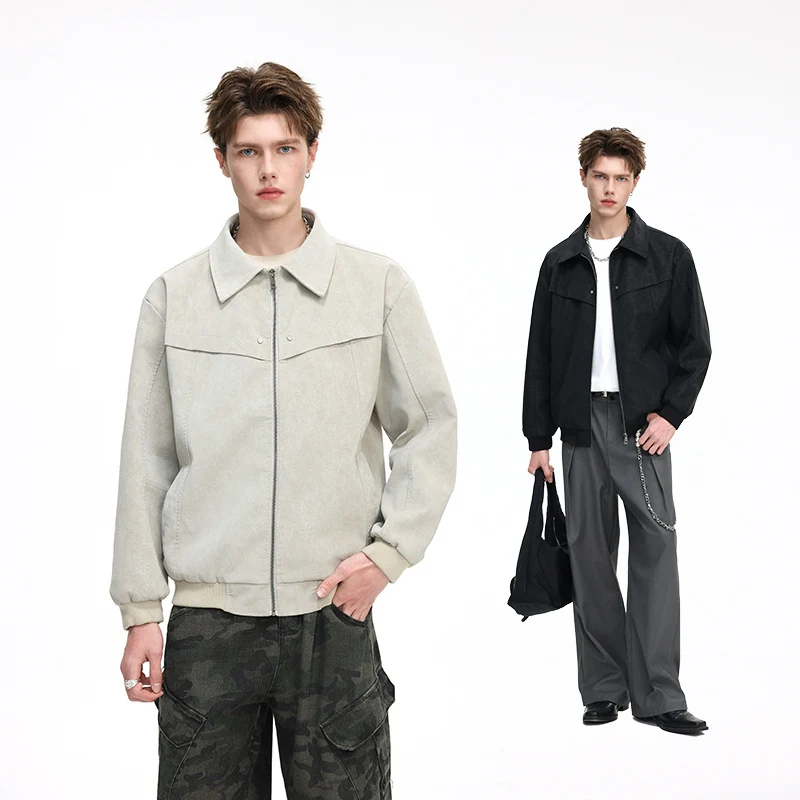 Herren Leichte Harrington‑Jacke im Overshirt‑Stil mit Rippbündchen Drune