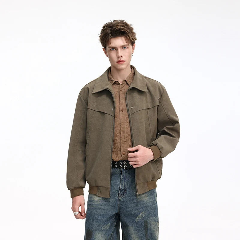 Herren Leichte Harrington‑Jacke im Overshirt‑Stil mit Rippbündchen Drune