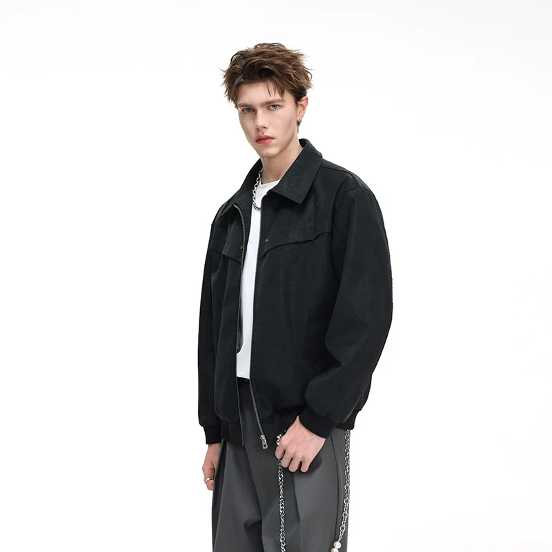 Herren Leichte Harrington‑Jacke im Overshirt‑Stil mit Rippbündchen Drune