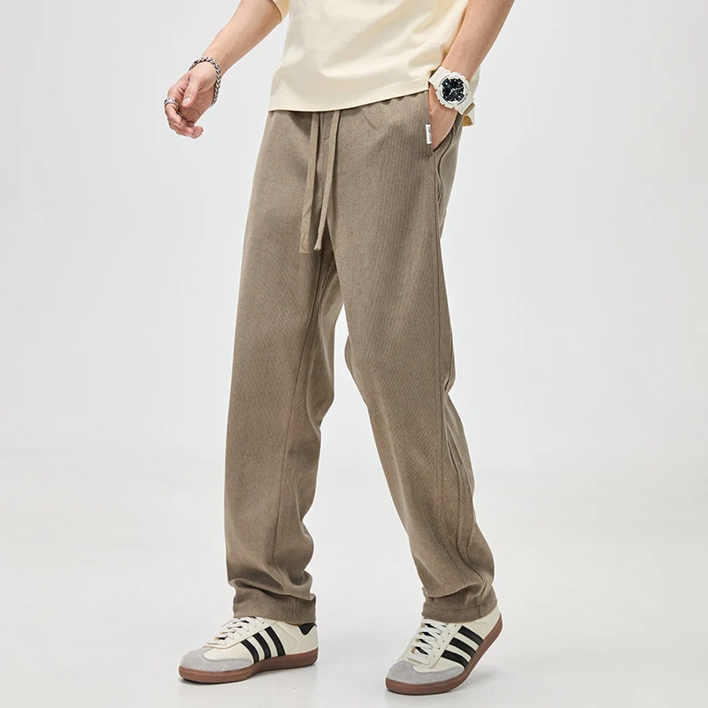Herren Lässige Kord-Freizeithose mit Tunnelzug und geradem Schnitt Drune