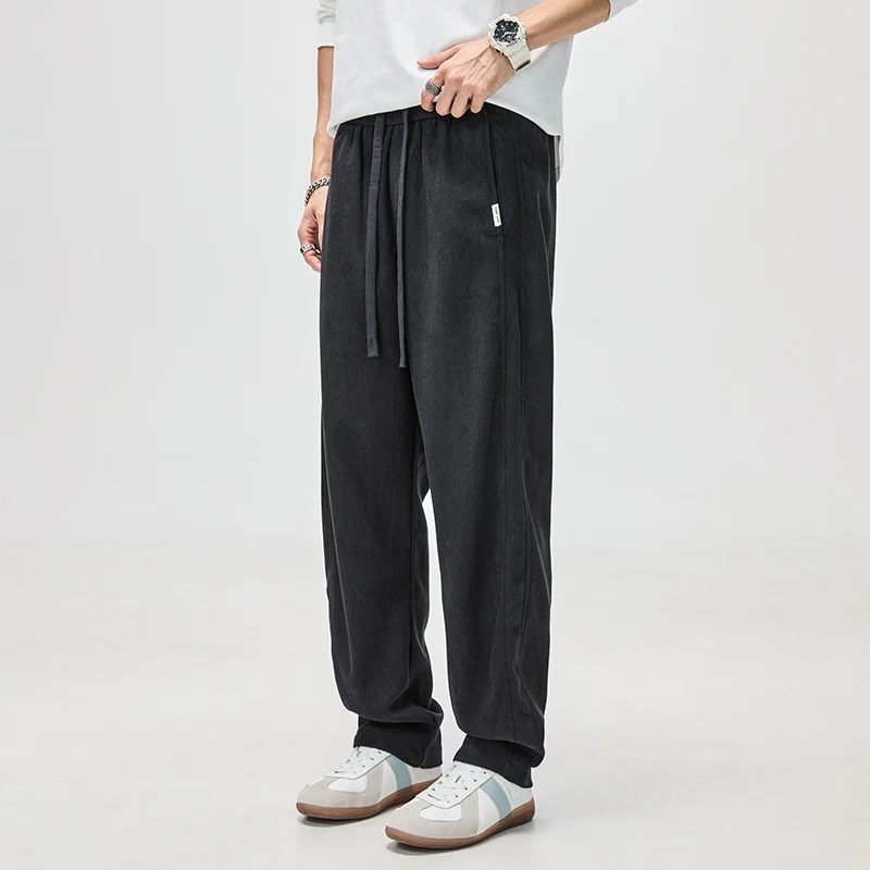 Herren Lässige Kord-Freizeithose mit Tunnelzug und geradem Schnitt Drune
