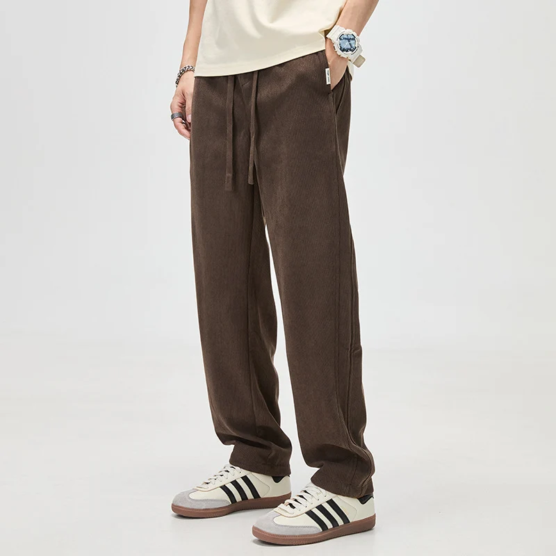 Herren Lässige Kord-Freizeithose mit Tunnelzug und geradem Schnitt Drune