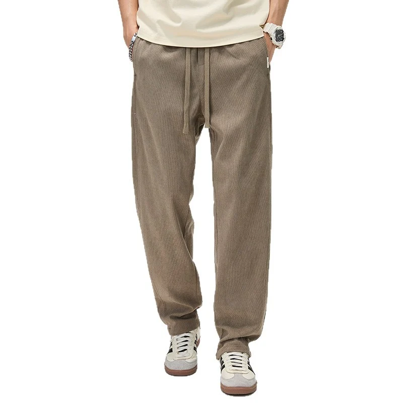 Herren Lässige Kord-Freizeithose mit Tunnelzug und geradem Schnitt Drune
