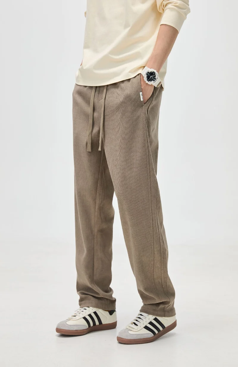 Herren Lässige Kord-Freizeithose mit Tunnelzug und geradem Schnitt Drune