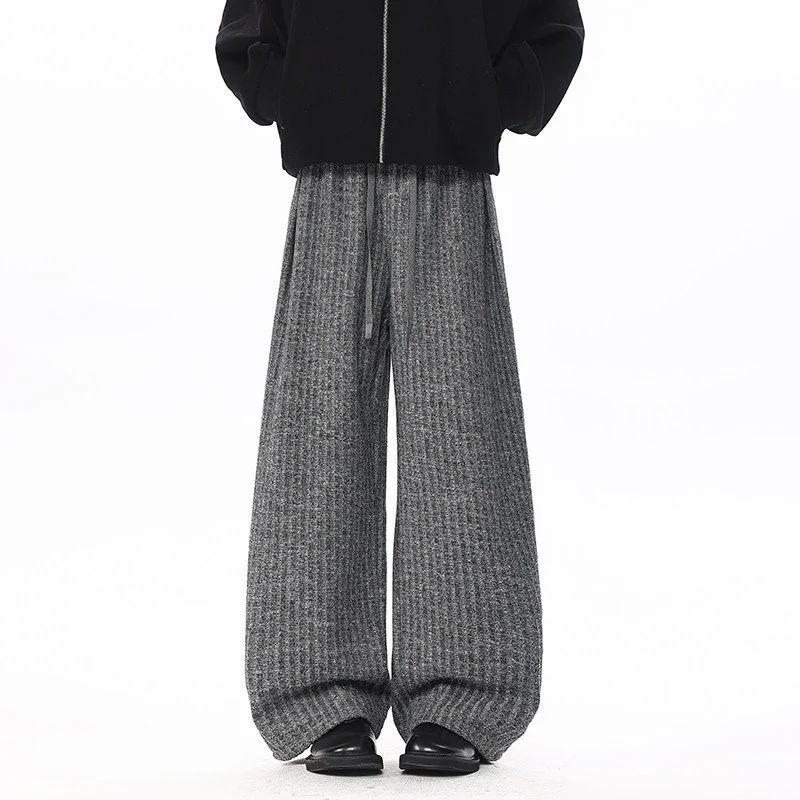 Damen Weit geschnittene gerippte Strickhose mit Tunnelzugbund und extra weitem Bein Drune