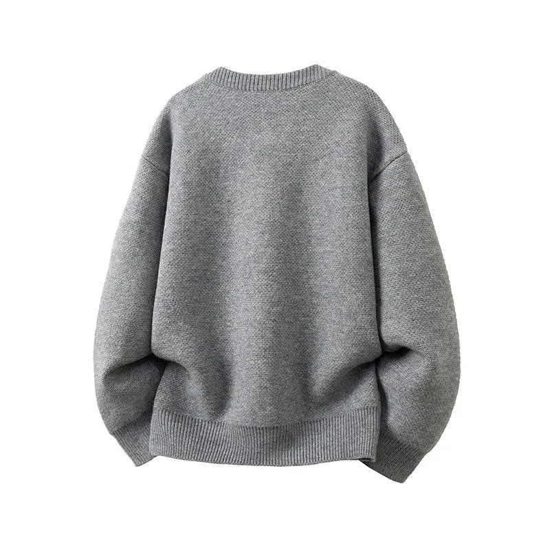 Damen Oversize-Strickjacke mit rundem Ausschnitt und kontrastknöpfen Drune