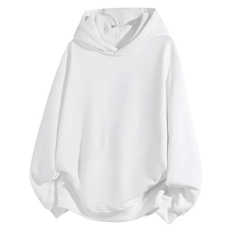 Damen Oversize Kapuzenpullover aus weichem Baumwollmix mit geripptem Saum und Raglanärmeln Drune