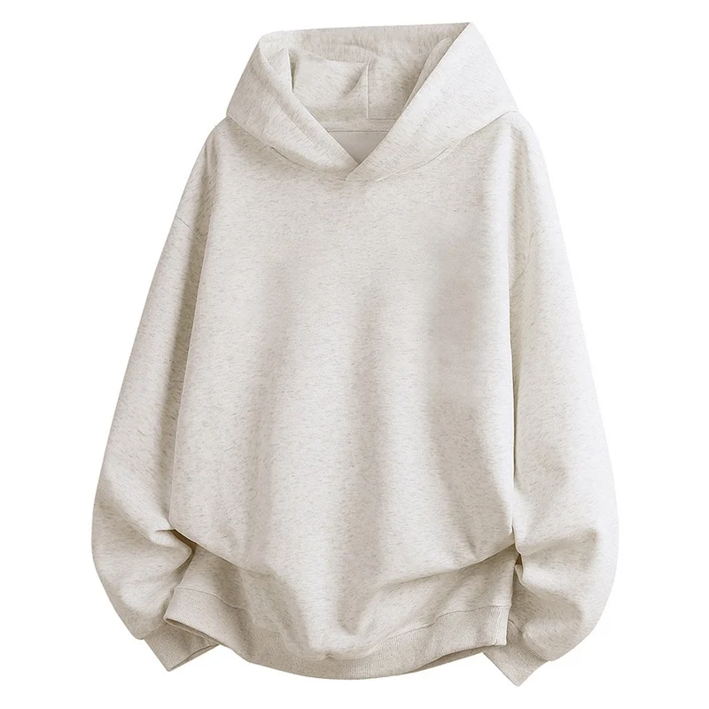 Damen Oversize Kapuzenpullover aus weichem Baumwollmix mit geripptem Saum und Raglanärmeln Drune
