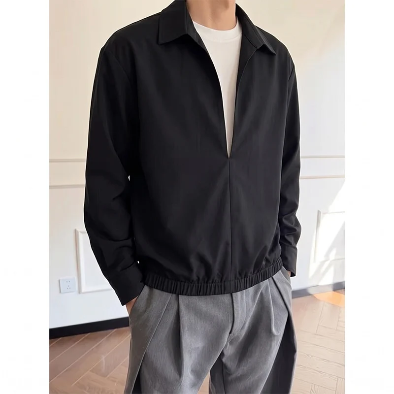 Damen Oversize-Bluse mit tiefem V-Ausschnitt, Hemdkragen und elastischem Saum Drune