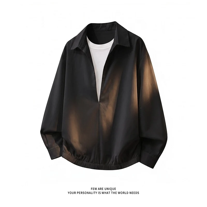 Damen Oversize-Bluse mit tiefem V-Ausschnitt, Hemdkragen und elastischem Saum Drune