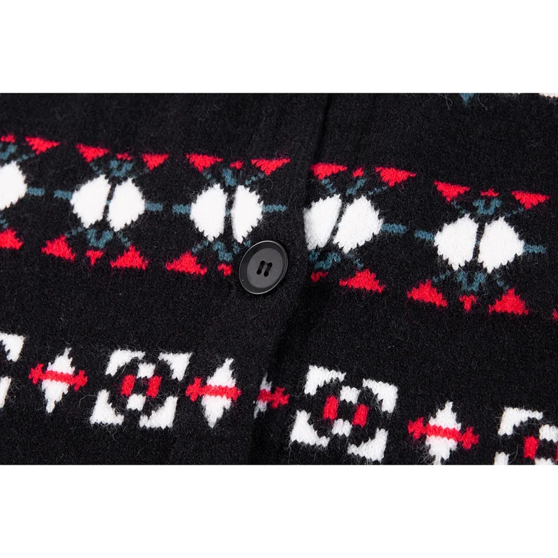 Damen Norwegermuster Strickcardigan mit Knopfleiste und Oversize-Schnitt Drune