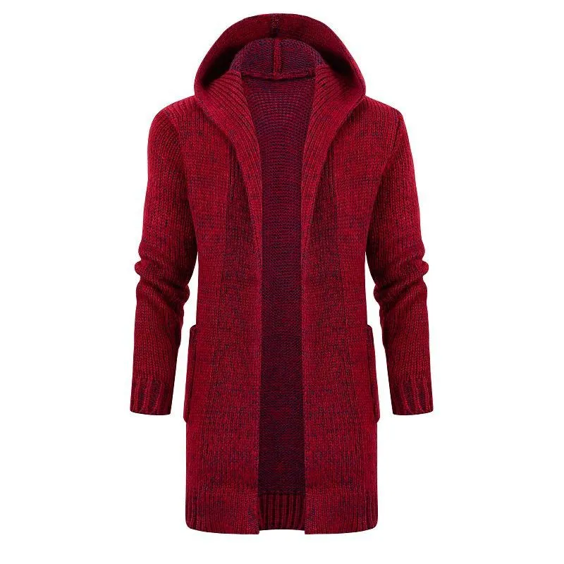 Damen Langer Kapuzen‑Strickcardigan mit tiefer Rippenstruktur und aufgesetzten Taschen Drune