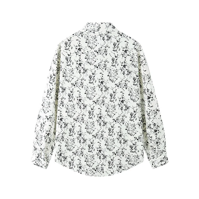 Damen Langärmliges Hemd mit floralem Allover-Print und klassischem Kragen Drune