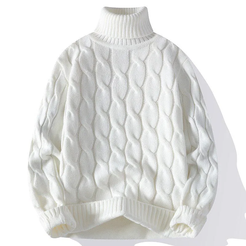 Damen Grobgestrickter Rollkragenpullover mit Zopfmuster und Oversize-Schnitt Drune