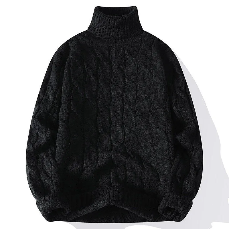 Damen Grobgestrickter Rollkragenpullover mit Zopfmuster und Oversize-Schnitt Drune