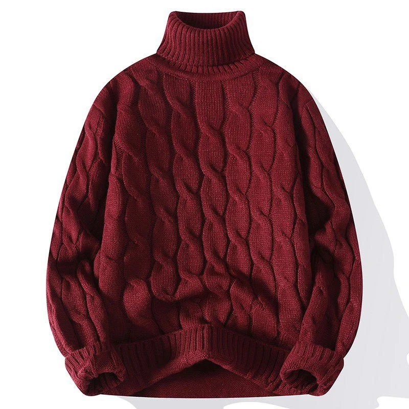 Damen Grobgestrickter Rollkragenpullover mit Zopfmuster und Oversize-Schnitt Drune