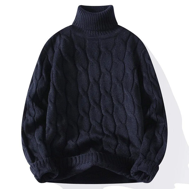 Damen Grobgestrickter Rollkragenpullover mit Zopfmuster und Oversize-Schnitt Drune