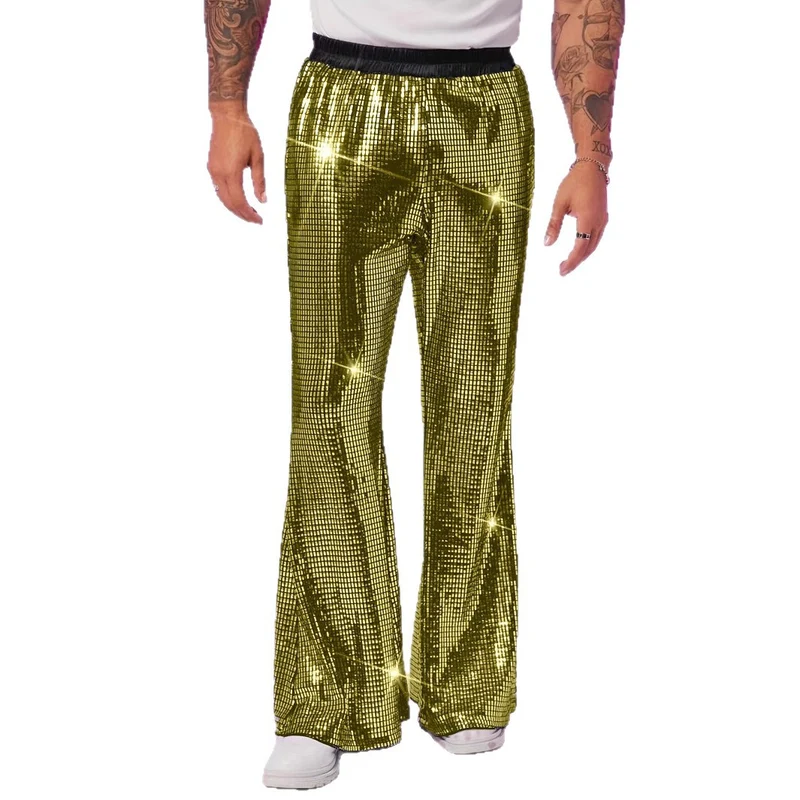 Damen Glitzer-Flared-Hose mit Pailletten und elastischem Bund Drune