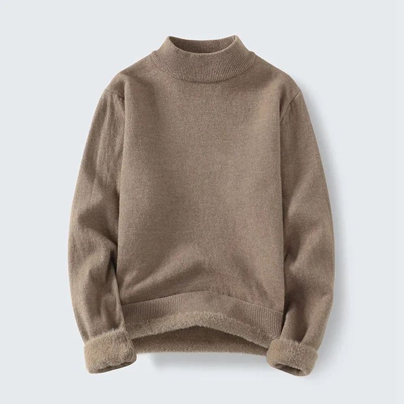 Damen Feinstrick-Mockneck-Pullover mit wärmendem Fleece-Innenfutter und umgeschlagenen Teddy-Bündchen Drune