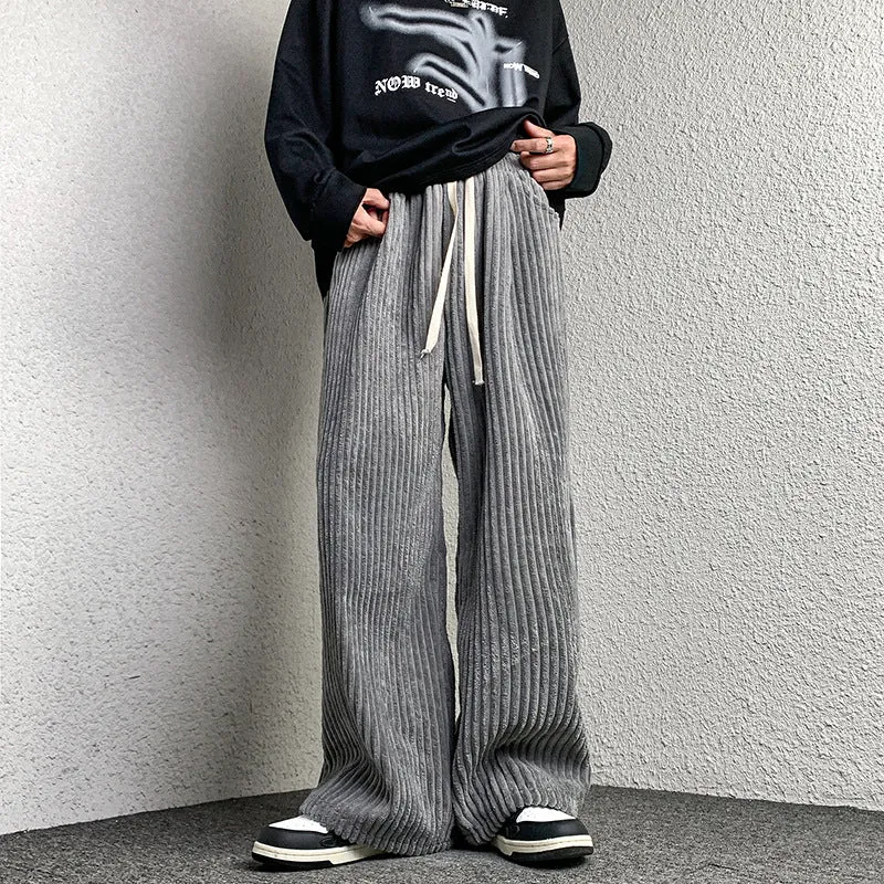 Damen Extraweite Cordhose mit Kordelzug, Rippenstruktur und weitem Bein Drune