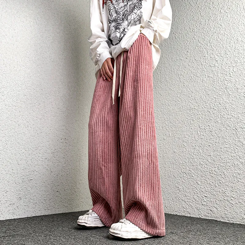 Damen Extraweite Cordhose mit Kordelzug, Rippenstruktur und weitem Bein Drune