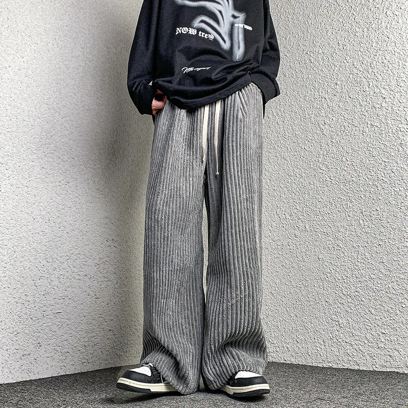 Damen Extraweite Cordhose mit Kordelzug, Rippenstruktur und weitem Bein Drune