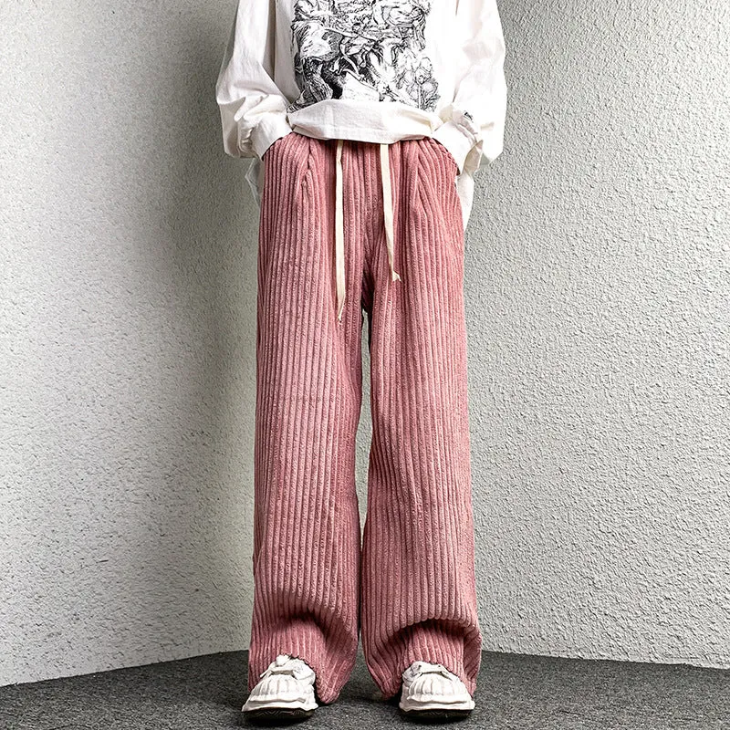 Damen Extraweite Cordhose mit Kordelzug, Rippenstruktur und weitem Bein Drune