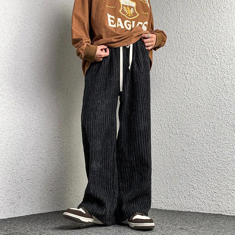 Damen Extraweite Cordhose mit Kordelzug, Rippenstruktur und weitem Bein Drune