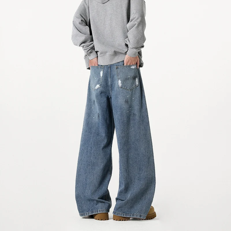 Damen Extraweite Baggy-Jeans mit Sternprint, Distressed-Details und weitem Bein Drune
