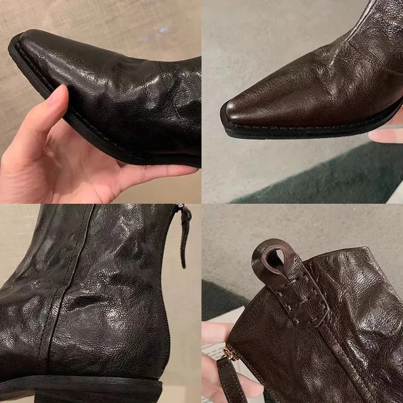 Herren Western-Stiefelette mit spitzer Kappe und Zugschlaufen Drune