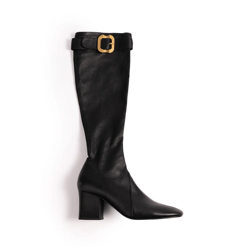 Damen Stretch-Stiefelette mit mittlerem Blockabsatz Drune
