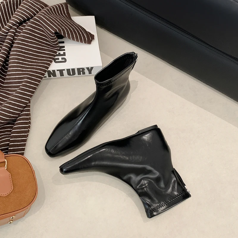 Damen Schlanke Ankle‑Boots mit elastischem Schaft und rückseitigem Reißverschluss Drune