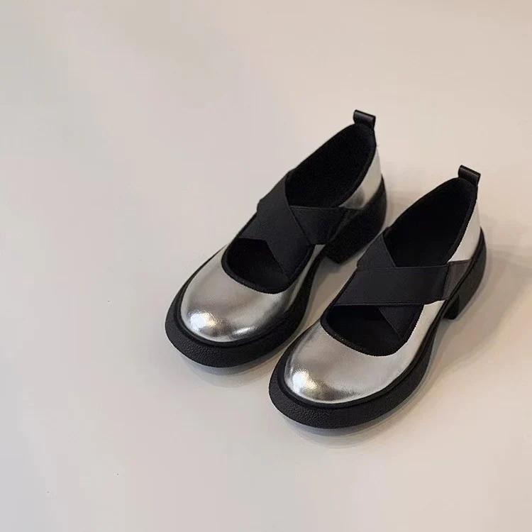 Damen Mary‑Jane Slipper mit elastischen Kreuzriemen und profiliertem Plateausohle-Design Drune