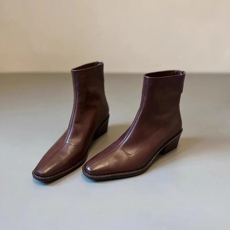 Damen Knöchelhohe Glattleder‑Stiefelette mit sculpted Keilabsatz Drune