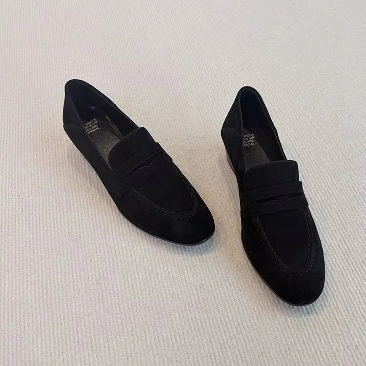 Damen Glattleder-Loafer mit niedrigem Blockabsatz und klassischem Penny-Steg Drune