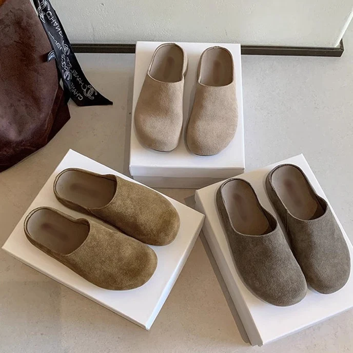 Damen Geschlossene Veloursleder-Pantolette mit gepolstertem Komfortfußbett Drune